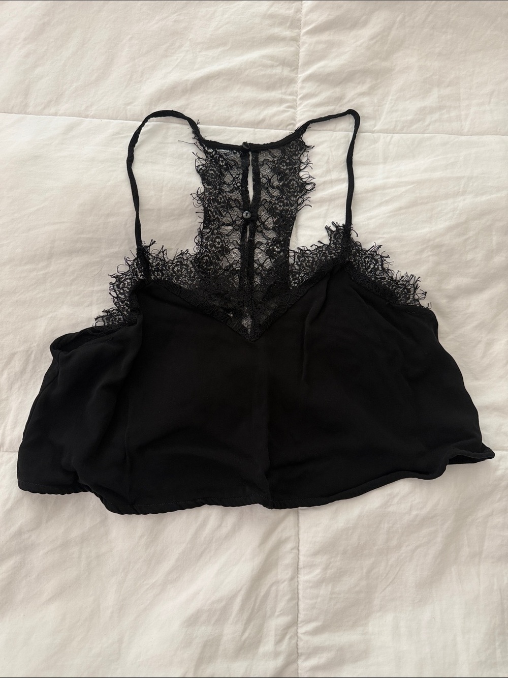 Zara Black Lace-Trim Cropped Cami